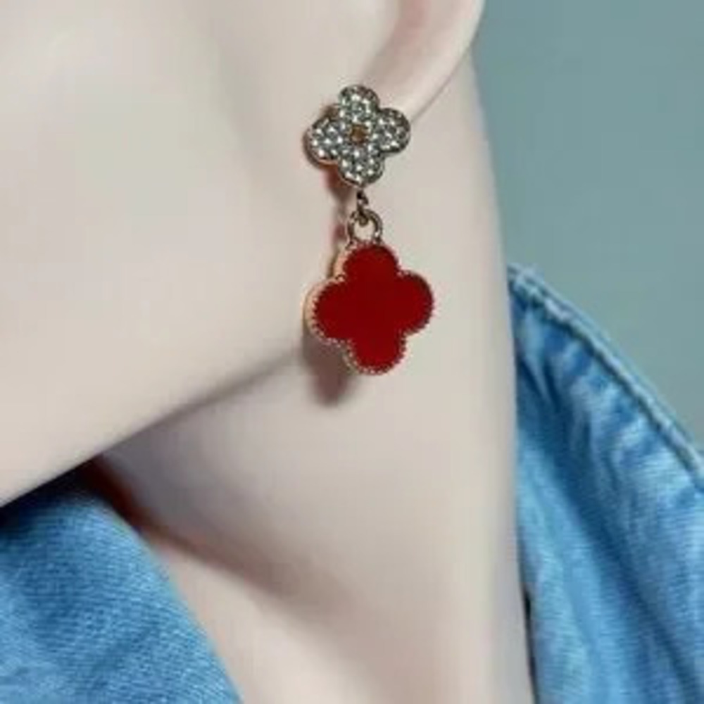 Alhambra Style Cloves Earrings with Zirconia